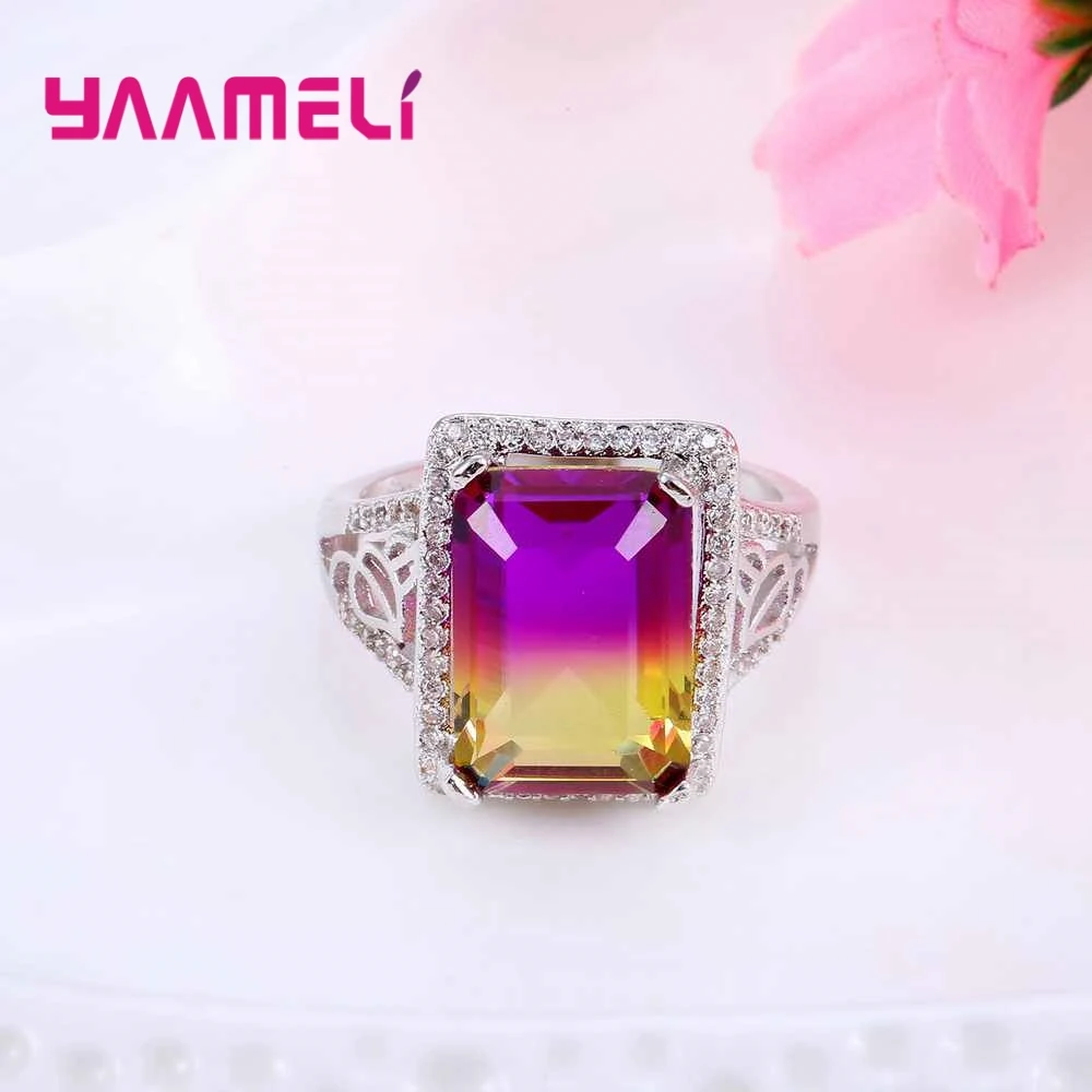 Женское кольцо из серебра 925 пробы с градиентным кристаллом|ring sterling|crystal stone ringring |
