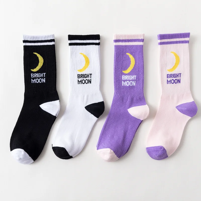Носки с забавными лунами в стиле Харадзюку японские оригинальные носки героями