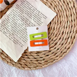 Square-GreenOrange Модные заколки для волос для женщин, полые базовые милые заколки для волос аксессуары для девушек, корейский стиль, головной убор - Цвет: Square-GreenOrange