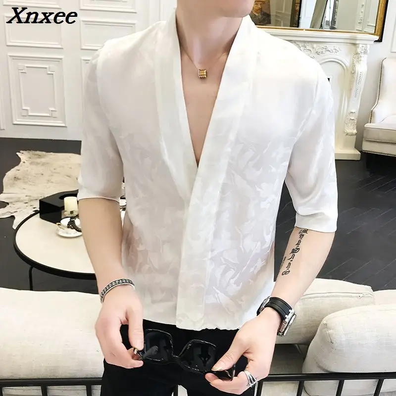 Розовые рубашки мужские шелковые Роскошные Camisa Social Masculina приталенные атласные