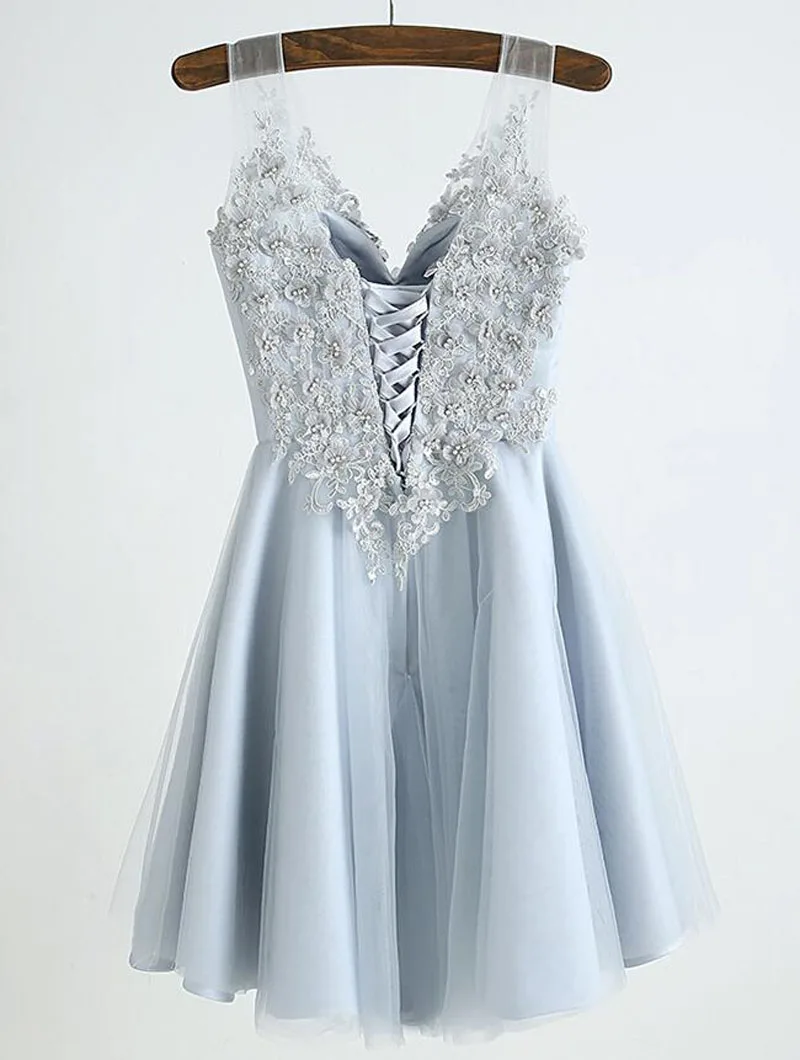 TX014 Настоящее Тюль Милая Короткие Кружева Аппликации Homecoming Платья Vestido де Formatura