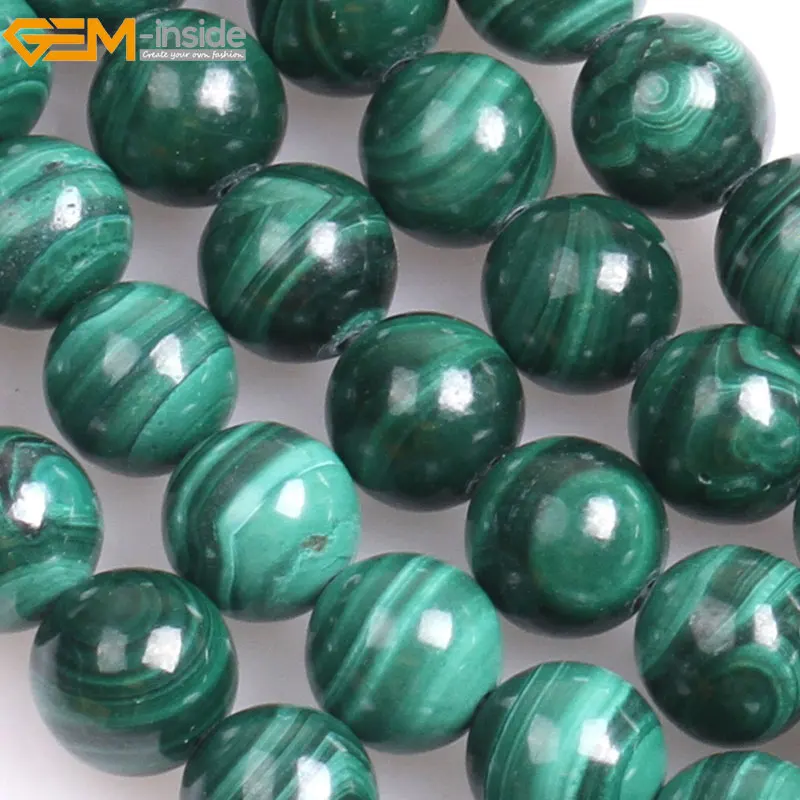 Натуральный круглый зеленый гладкий Малахитовый Бисер для изготовления ювелирных изделий 1" DIY ювелирные изделия