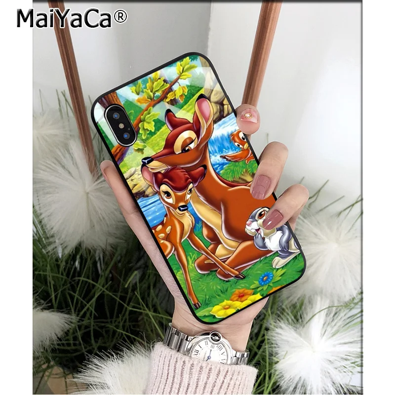 Силиконовый чехол MaiYaCa Sika deer Bambi из мягкого ТПУ черного цвета для iPhone 8 7 6 6S Plus 5 5S SE XR