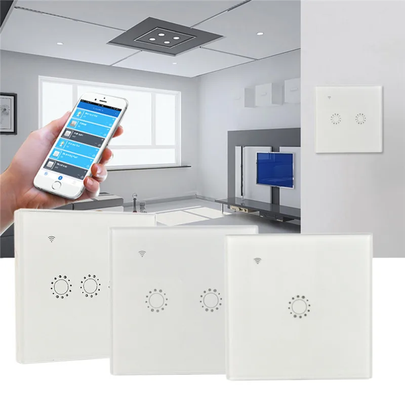 Панель настенного сенсорного выключателя Wi Fi 1/2/3 Gang работает с Alexa Google Home
