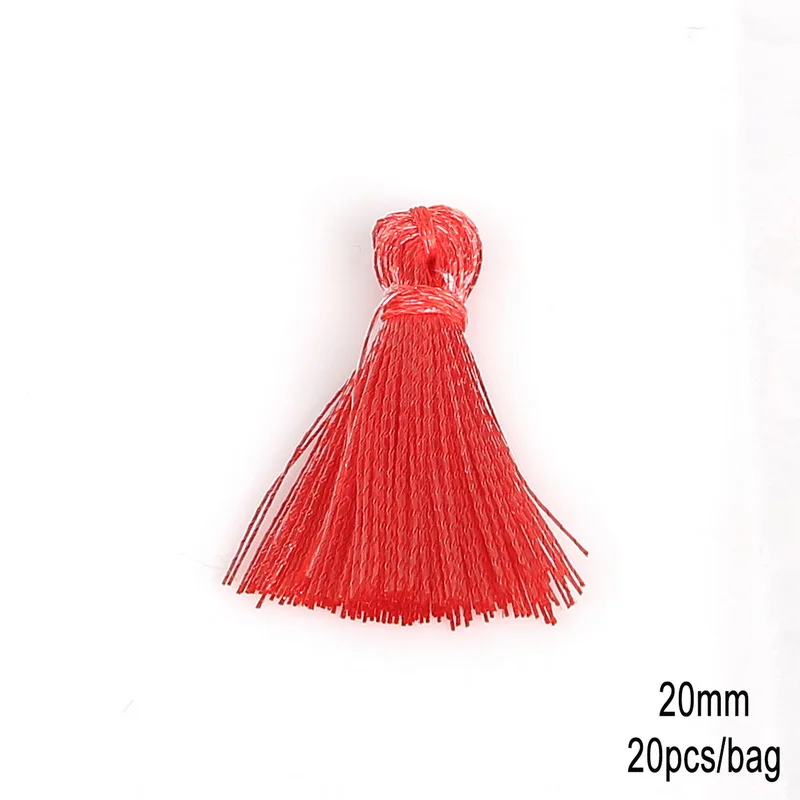 20mm Orange Red 20 шт Разноцветные Мини кисточки бахрома кулон DIY 15 мм 20 мм вечерние шнуры кисточка отделка одежды шторы украшения кисточки кружево - Цвет: 20mm Orange Red