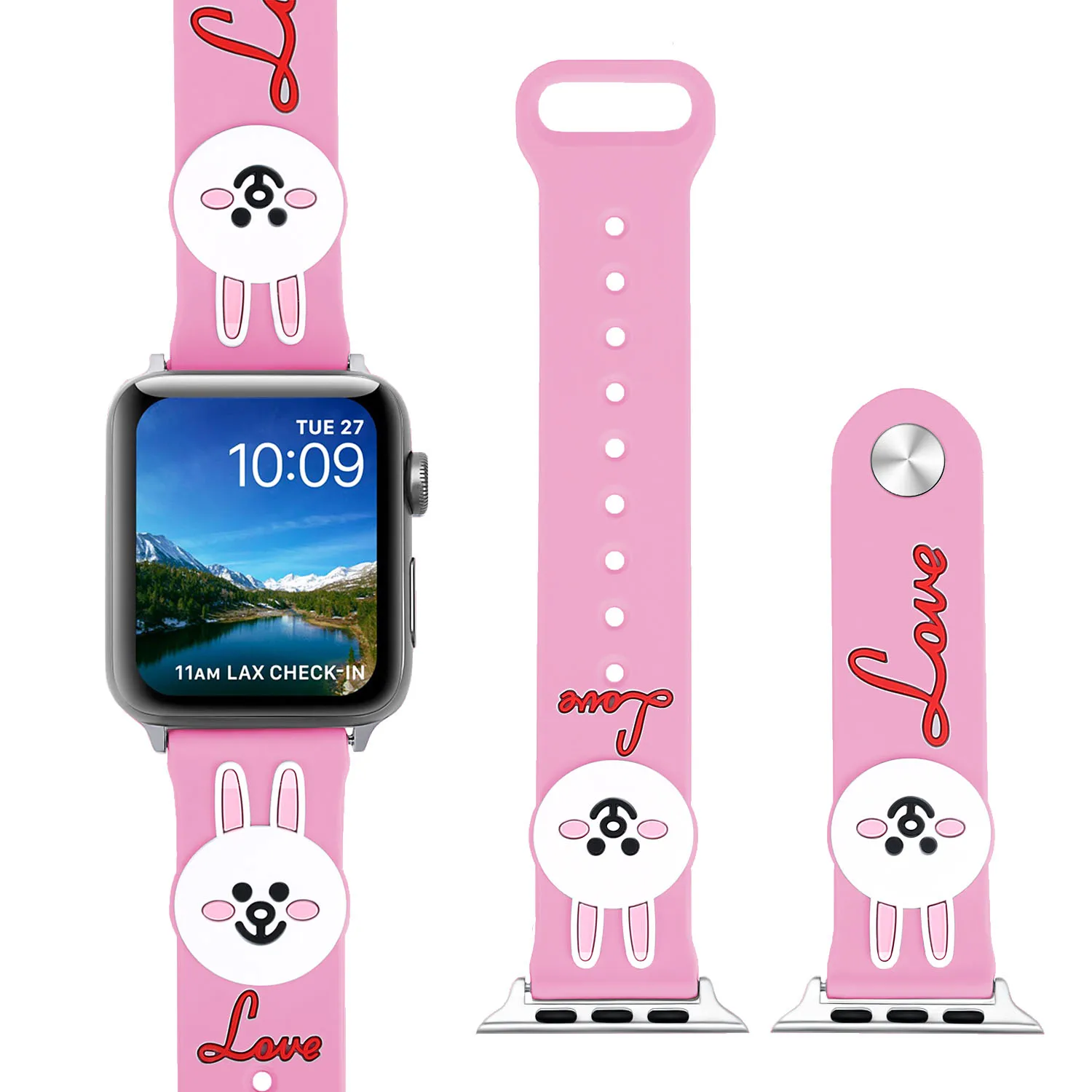 Милый мультяшный Кролик Силиконовый ремешок для Apple Watch Series 4 3 2 1 лента кролик