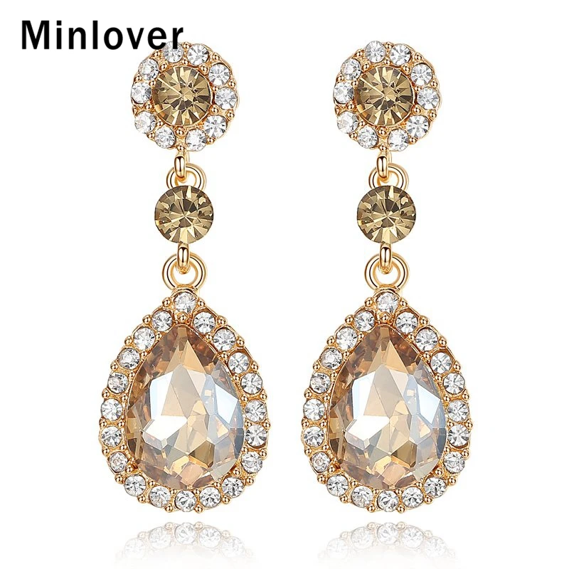 Minlover 2018 New Silver Color Austrian Crystal Classic Teardrop Earrings for Women Environmental Christmas Gifts EH070 | Украшения и