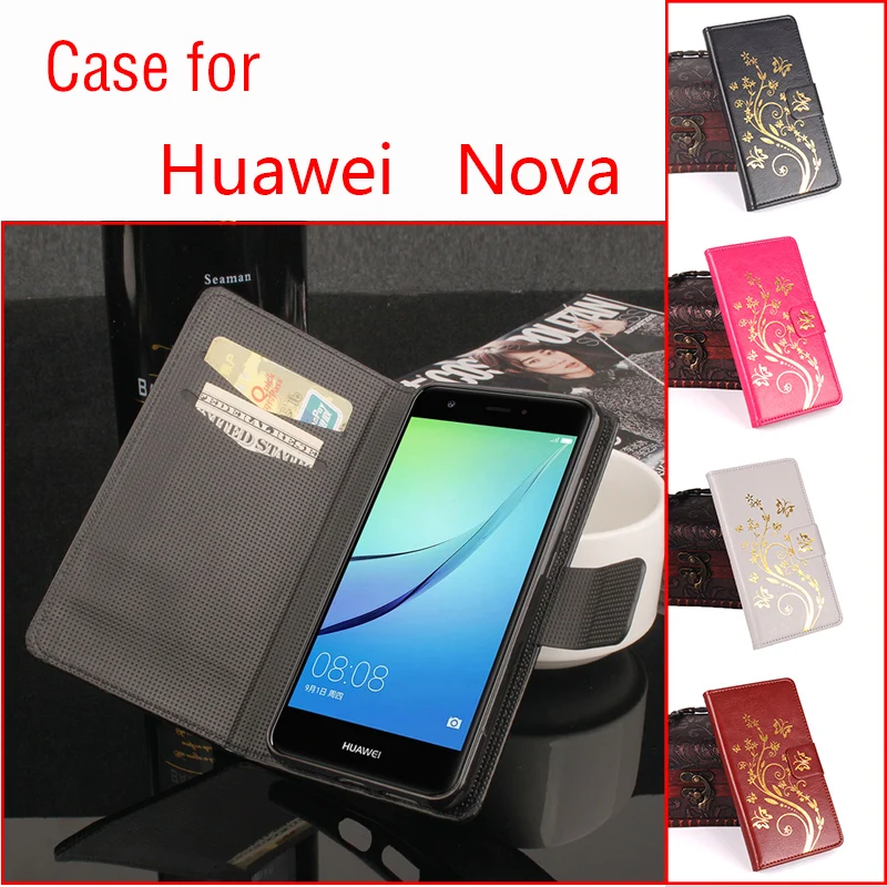Для huawei Nova чехол для телефона модный чистый цвет Фолио флип премиум PU кожаный