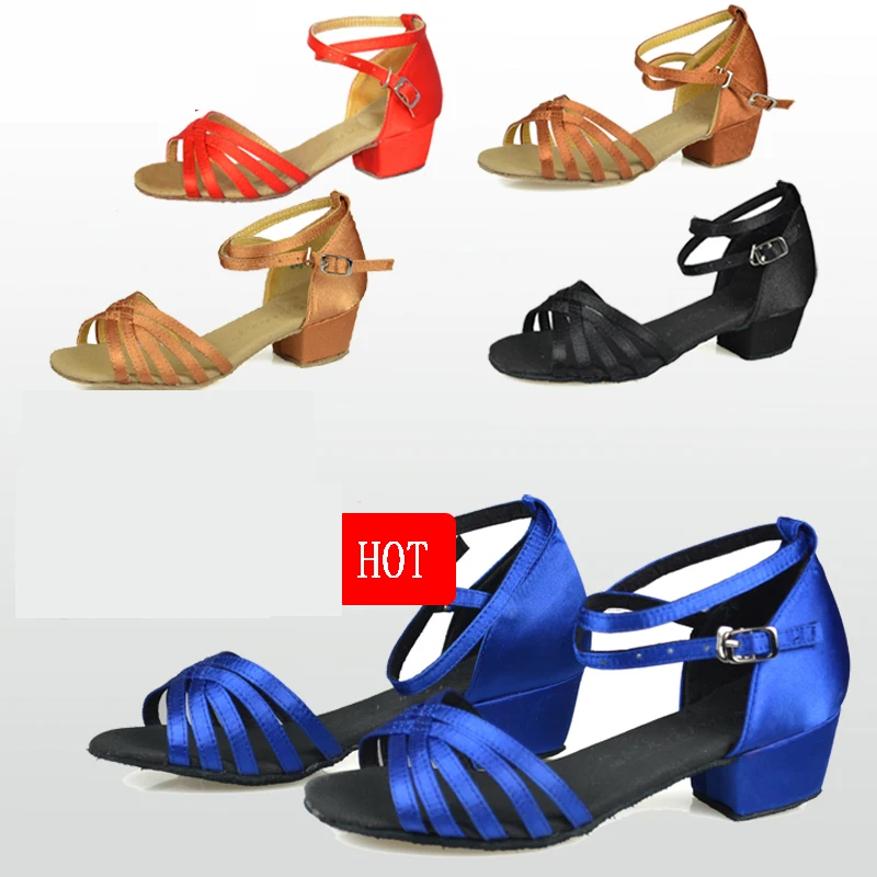 Dance Shoes Christmas Gift Ballroom Latin Kids Satin Suede Oxfords Low Wear Resistance Low Price Wholesale Hot Practice HEEL 3.5