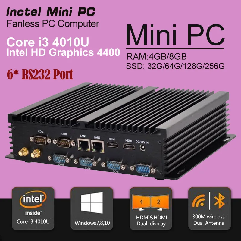 Промышленный мини ПК с 6 COM 2 HDMI Lan Intel i3 4005u 4010u i5 4200u i7 4500u|pc set|pc loudspeakerspc rod |