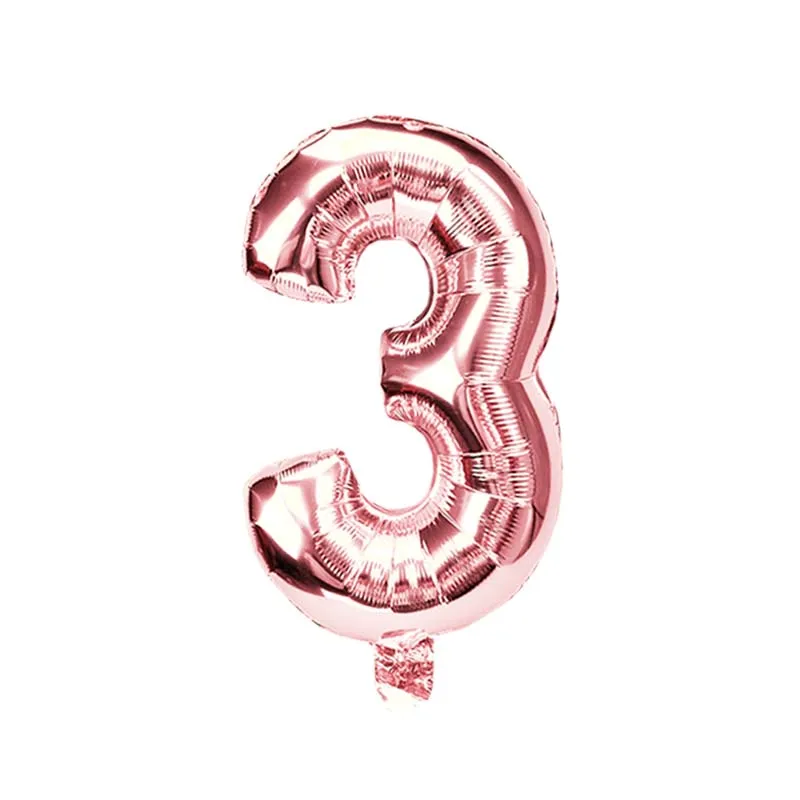 number balloon 3 40 дюймов розовое золото Воздушные шары из фольги в виде цифр для дня рождения украшения Детские шары набор шариков фигурки BabyShower украшения Baloon - Цвет: number balloon 3