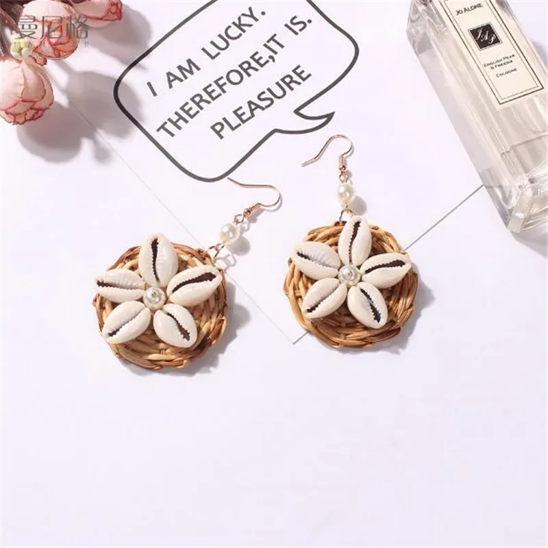 Женские серьги-подвески сделай сам в виде морской раковины богемном стиле летние