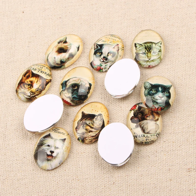 Reidgaller смешанный ручной работы винтажный кот собака голова фото Овальный