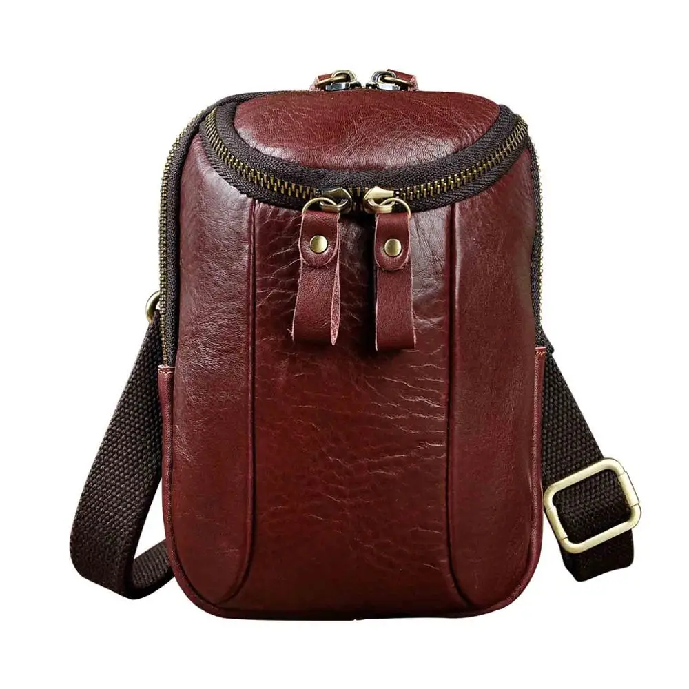 red brown Модная мужская кожаная многофункциональная сумка через плечо Mochila, дизайнерская сумка для сигарет, сумка для путешествий, поясная сумка с крючком, поясная сумка 611-25-d - Цвет: red brown