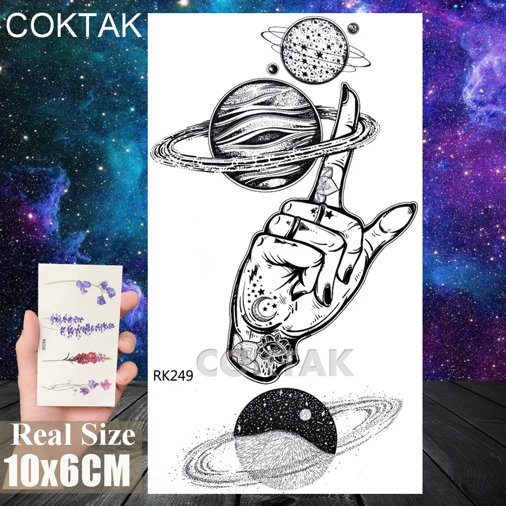CRK249 Планеты лес Руки Временные татуировки цепи поддельные ювелирные изделия боди-арт руки татуировки реалистичные моющиеся геометрические татуировки для взрослых - Цвет: CRK249
