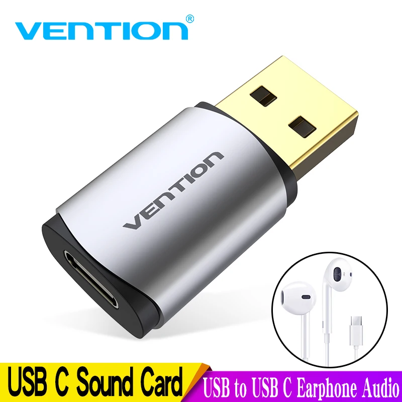 Внешняя звуковая карта USB Vention для ноутбука PS4 Type C с золотым покрытием| |