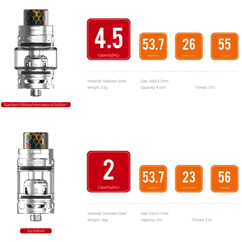 Новый запас SMOK TFV12 Baby Prince Tank 4 5 мл топ заполнение электронных сигарет распылитель