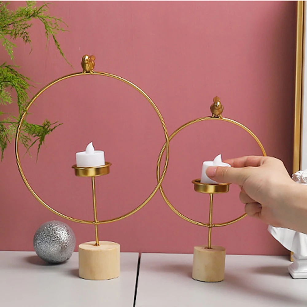 Креативный геометрический Золотой Железный подсвечник в скандинавском стиле с