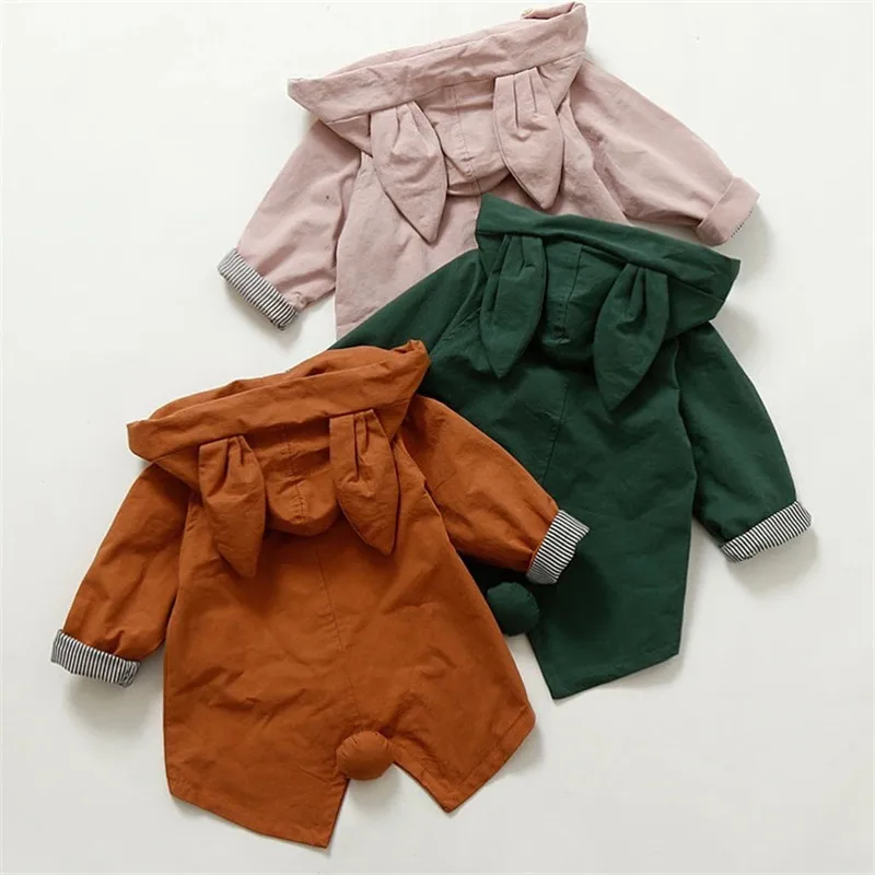 

High Quality Baby Rabbit Ears Jacket Boys Girls Autumn Winterbreaker INS Hotsale Baby Cute Bunny Outerwear Kids Clothes D0487