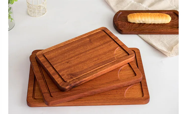 Sapele домашняя тарелка для стейка, деревянный поднос, разделочная доска, макет, приготовленная мясная тарелка, западный ресторан, тарелка для пиццы