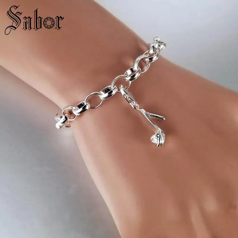 Классические посеребренные туфли на высоком каблуке Diy очаровательные браслеты