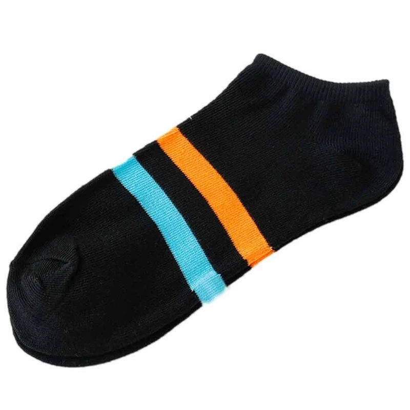 

5 Pairs Men Boys Short Ankle Socks Striped Polyester Elastic Breathable Casual