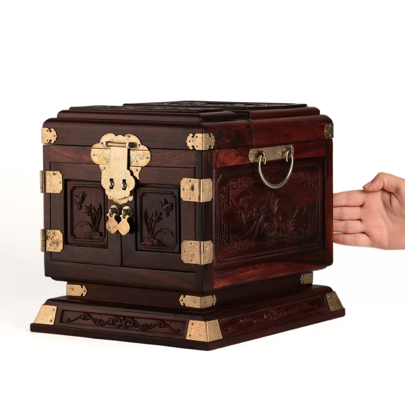 home decor Rosewood rosewood wooden jewelry box carved wood wedding oversized mirror with lock | Дом и сад