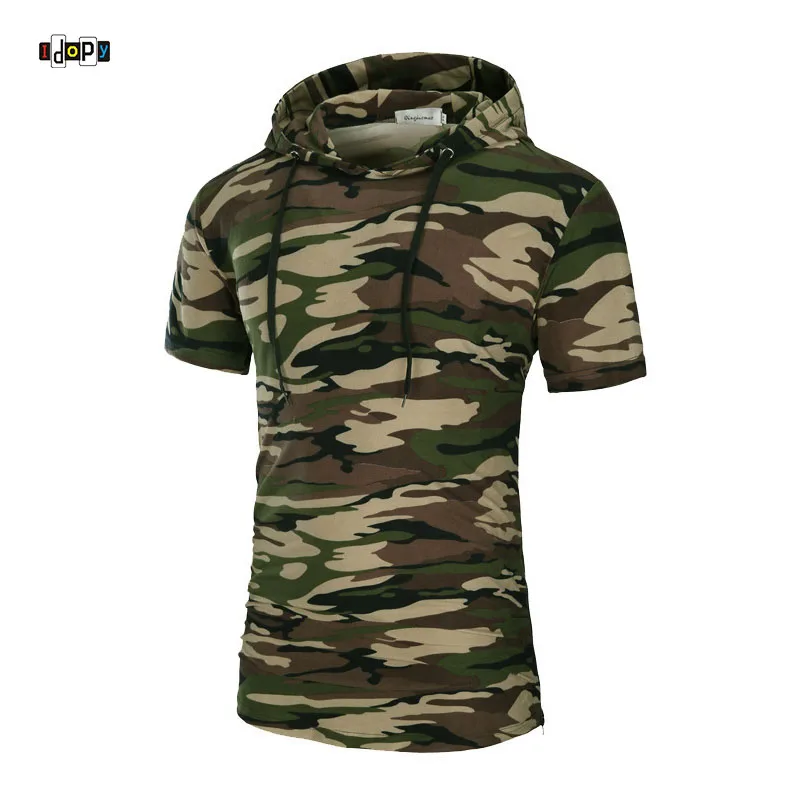 Idopy новая мужская одежда в стиле хип хоп футболка с капюшоном боковая молния