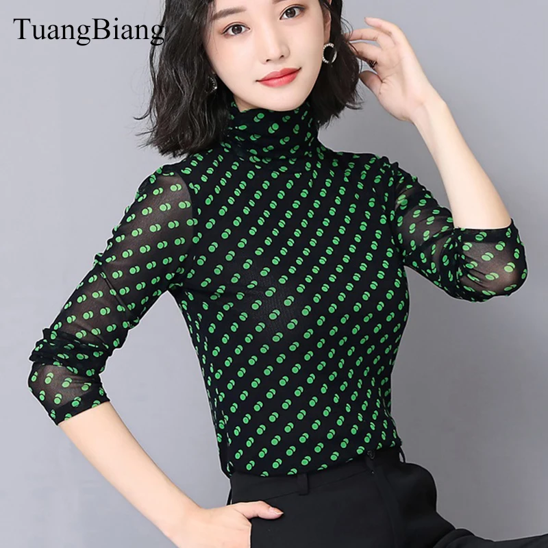 2018 осень для женщин с принтом в клетку рубашка длинным рукавом горошек Для