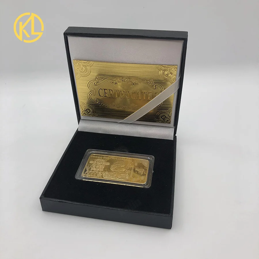 1 шт 24K позолоченные Зимбабве Бар Металлическая памятная монета с подарочной