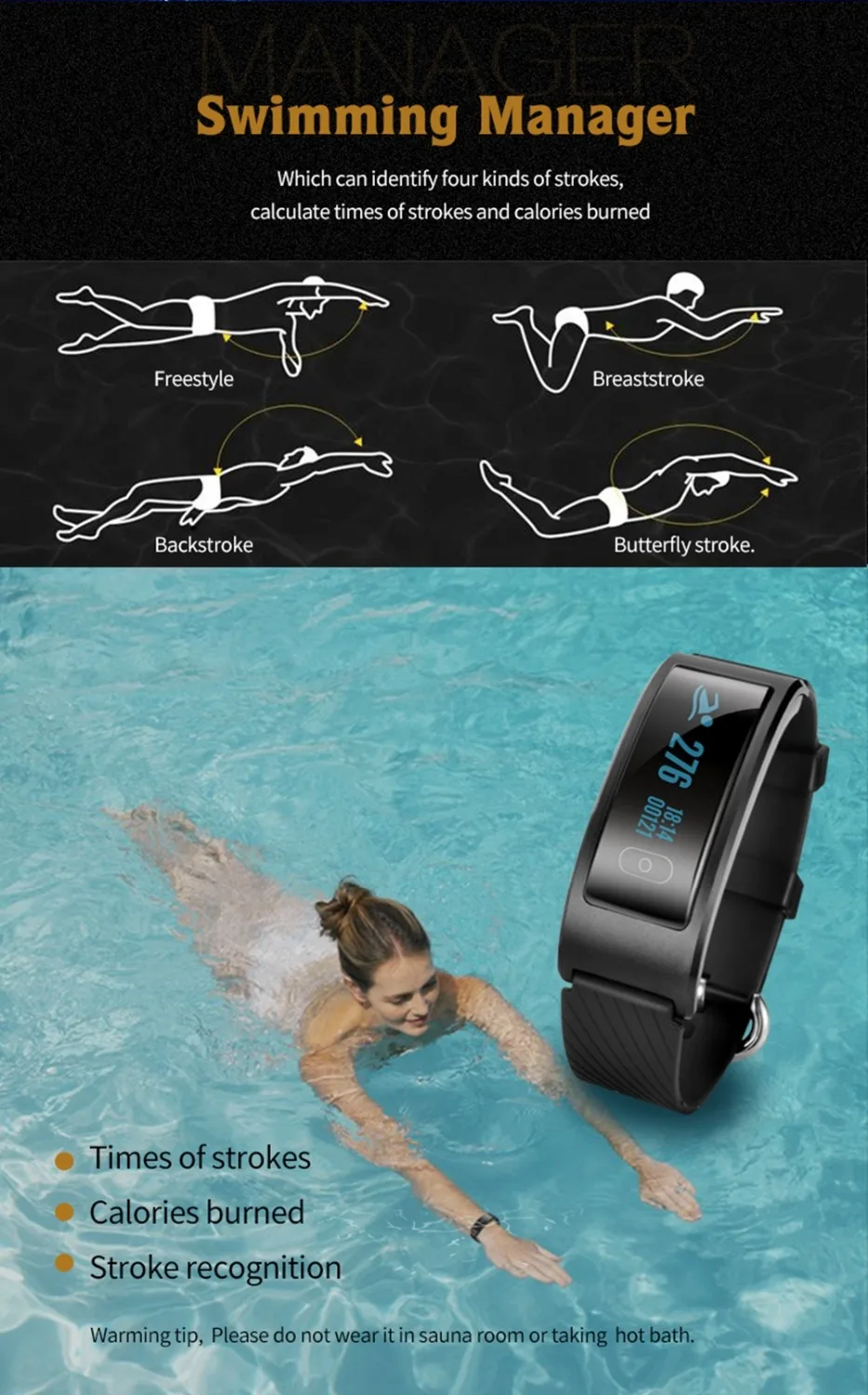 Новый оригинальный DF23 Спортивный Браслет Смарт браслет для плавания