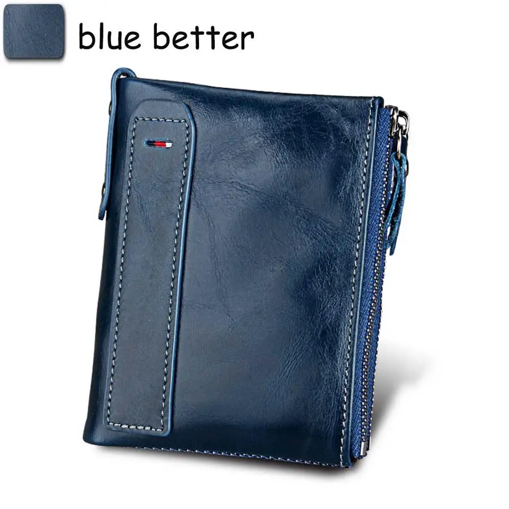 blue better Женские кошельки из натуральной коровьей кожи, двойная молния, короткий держатель для карт, Женский кошелек, модный, высокое качество, простой бренд, женский кошелек - Цвет: blue better