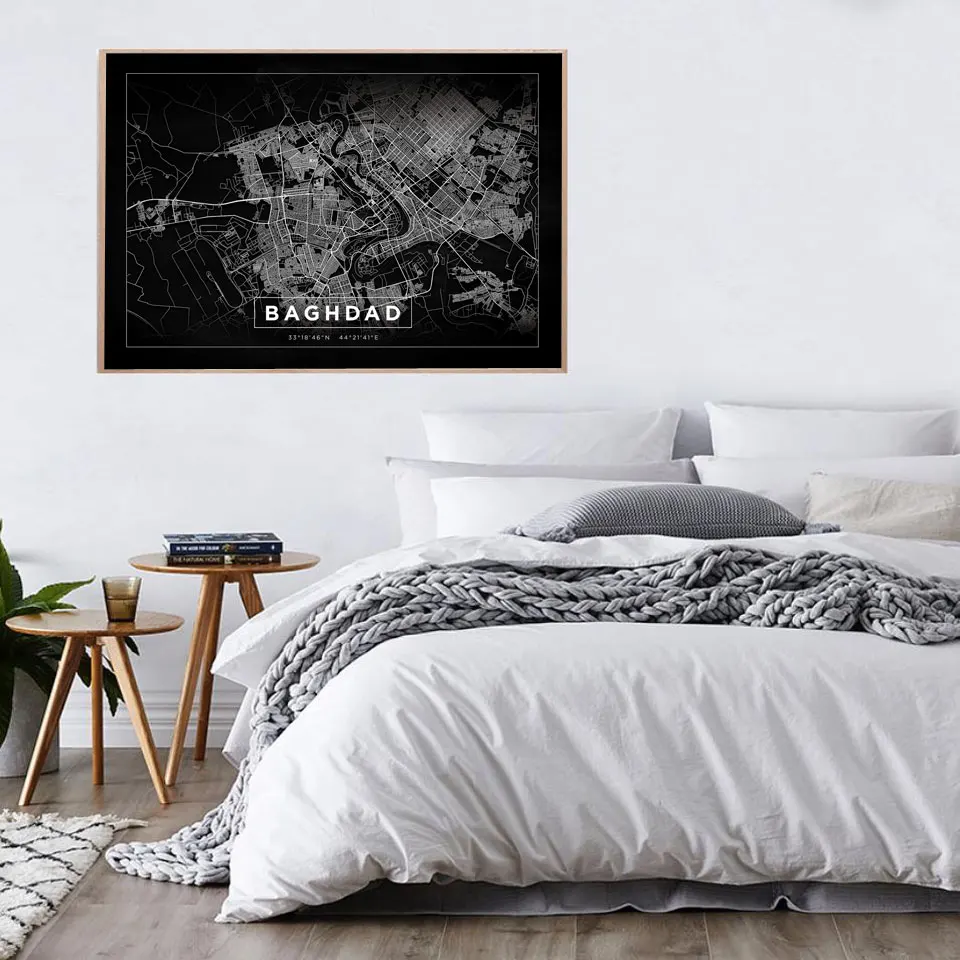 Ирак Багдада Плакаты и отпечатки стены Art холст картины настенные панно для Гостиная Nordic A4 Декор Ирак город сцепление карта печать