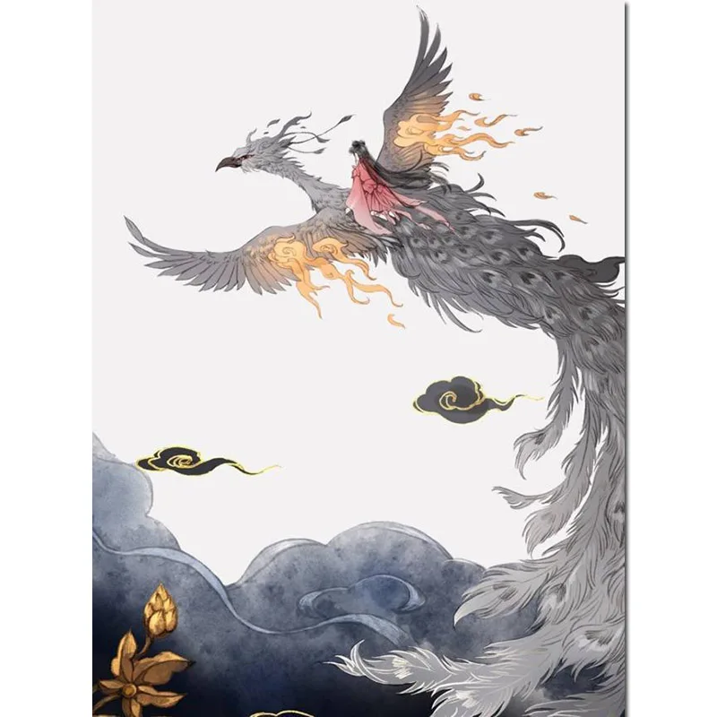 Diamond Painting Phoenix Fire Full Square 5d Diy Diamant Deer Animal Dimond Embroidery Cartoon Girl Home Decor Gift X41 | Дом и сад