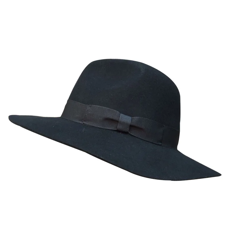 Шерстяная шляпа декоративная лента с черным бантом джазовые шапки шляпы для