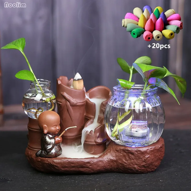 Маленький монах светодиодный фонарь для благовоний горелка Zen керамический