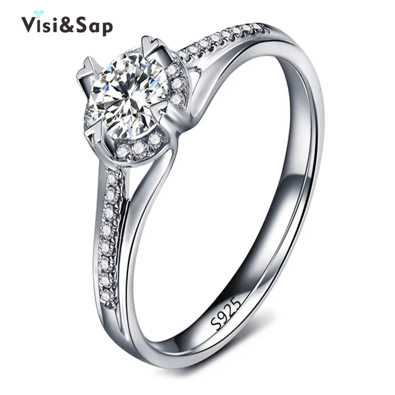 

Eleple White gold color Rings For Women cubic zirconia jewelry wedding engagement ring accessories Dropshipping supplier VSR073