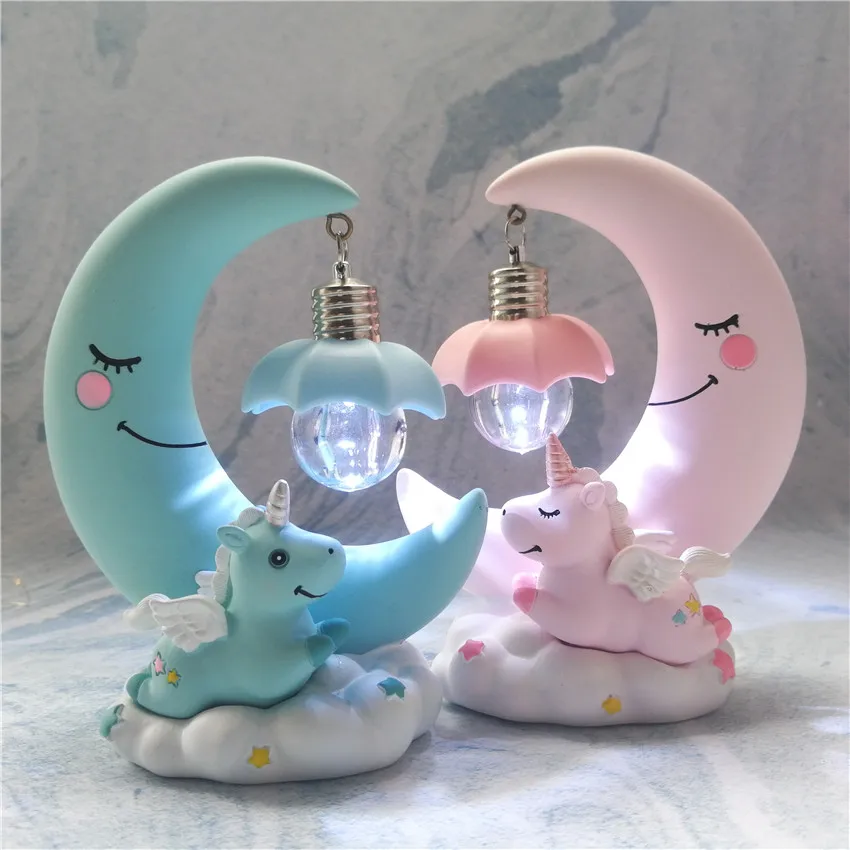 Ночник в виде единорога креативные фигурки из смолы для украшения дома спальни