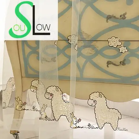 Занавески Slow Soul с вышивкой белый мультяшный кролик овца для гостиной кухни
