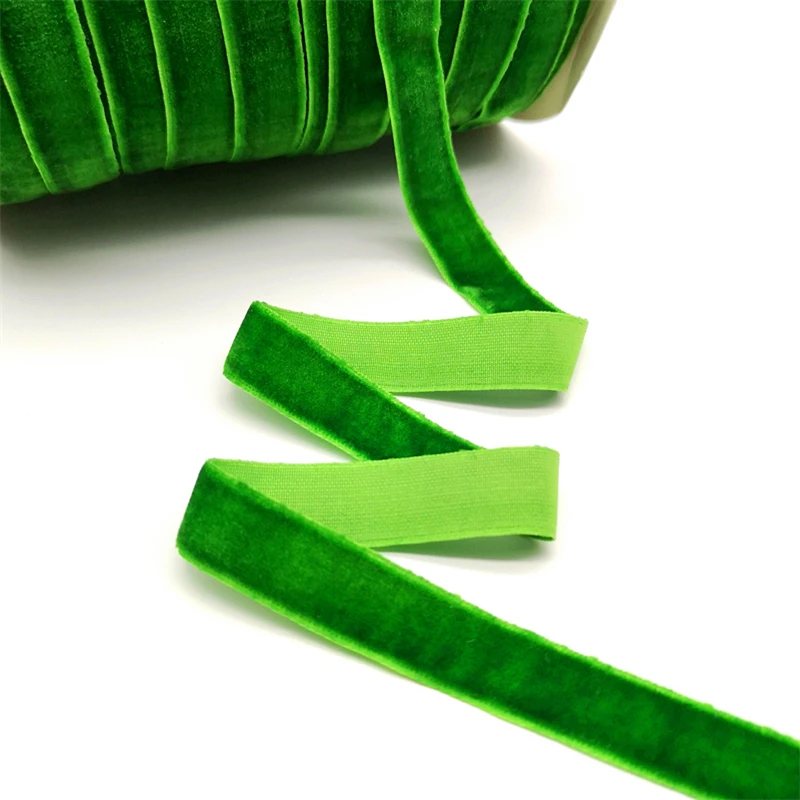 Green 5 ярдов 6-25 мм бархатная лента для украшения свадебной вечеринки ручная работа лента для упаковки подарков бантик для волос DIY Рождественская лента - Цвет: Green