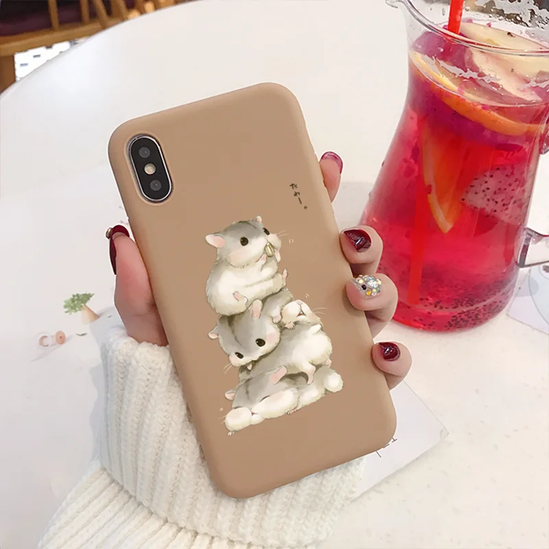 Милые Чехлы для хомяков мягкие чехлы из ТПУ iPhone 10 X XS XR Max 8 7 6 S Plus защитная задняя