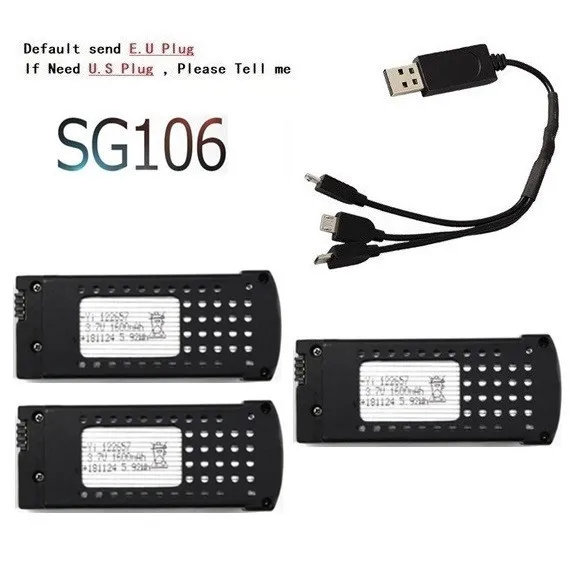 3 в 1) 3,7 V 1600mAh литий-полимерный Батарея Зарядное устройство для SG106 RC геликоптер Дрон Квадрокоптер запасные Запчасти 3,7 v Перезаряжаемые Батарея - Цвет: Цвет: желтый