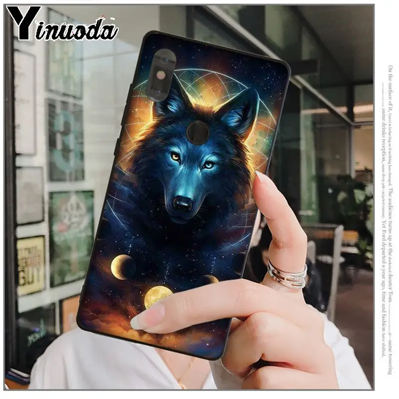Yinuoda Moon часы на цепочке с медальоном «Школа волка» мягкий, силиконовый, из ТПУ черный чехол для телефона для xiaomi mi 6 8 se note2 3 mi x2 redmi 5 5 plus note 4 5 5