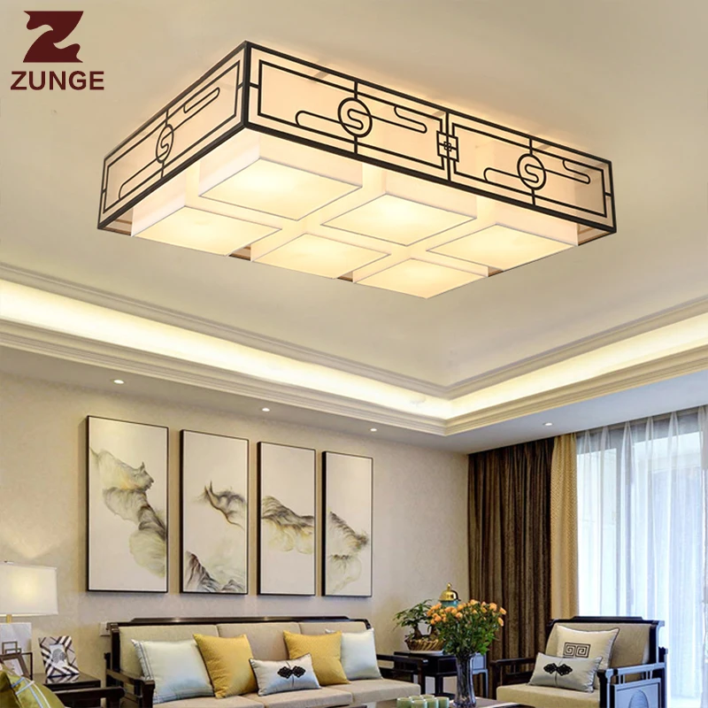 LED modern ceiling lights for living room bedroom New Chinese style lamp E271 iron fabric lighting fixtures lampara techo | Лампы и