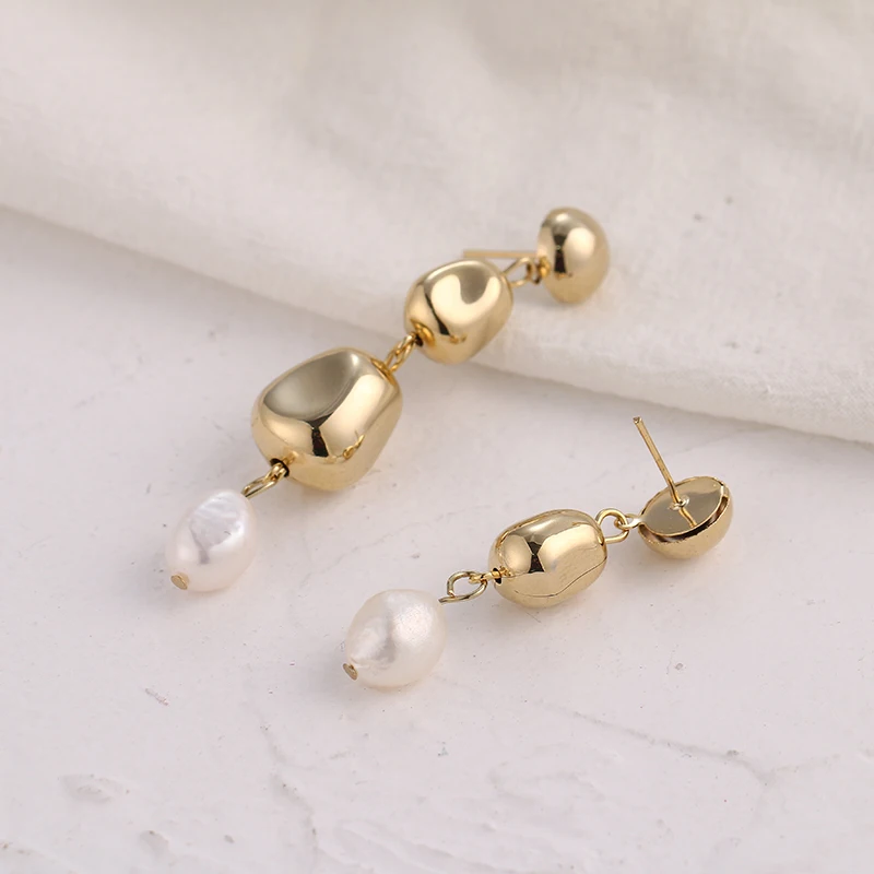 YMYW корейская мода цинковый сплав нерегулярные висячие серьги золотые бусины