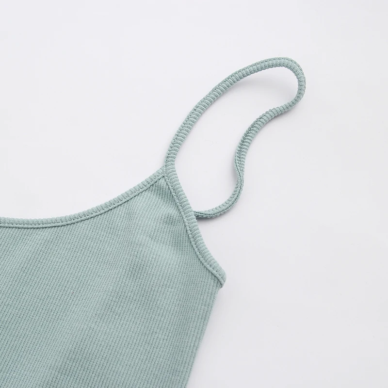 Женский сексуальный глубокий Scoopneck back Camisole женский Тощий топ на бретелях с гофрированным краем