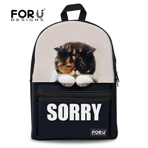 3F0003AJ FORUDESIGNS/женский рюкзак с объемным животным, милый рюкзак с принтом кота для подростков, девочек, студентов колледжа, женский рюкзак - Цвет: 3F0003AJ