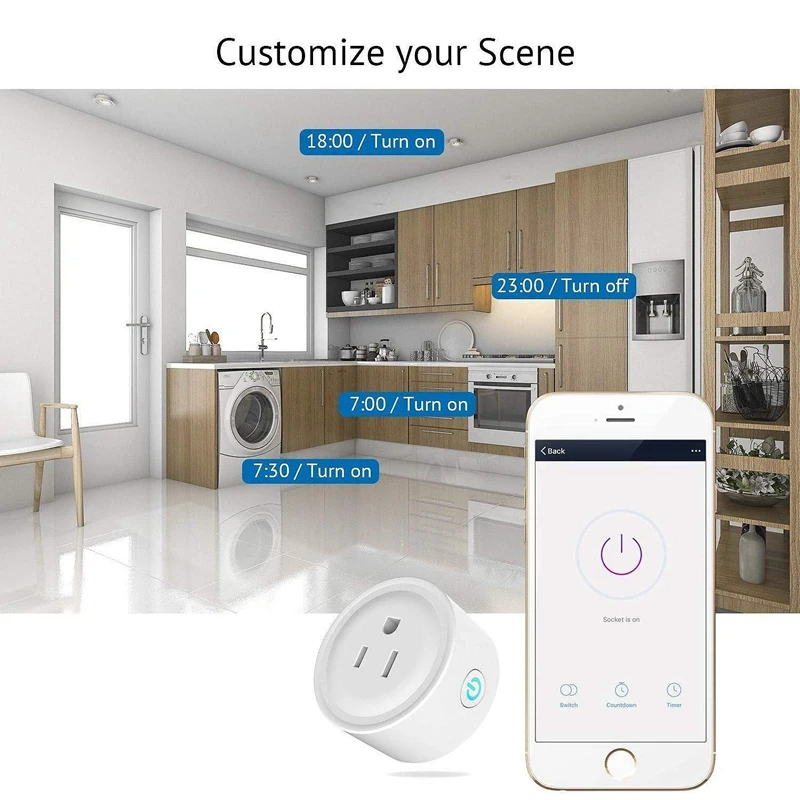Умная розетка Wi-Fi мини умная вилка 2 пакета штепсельная США подходит для Alexa Google