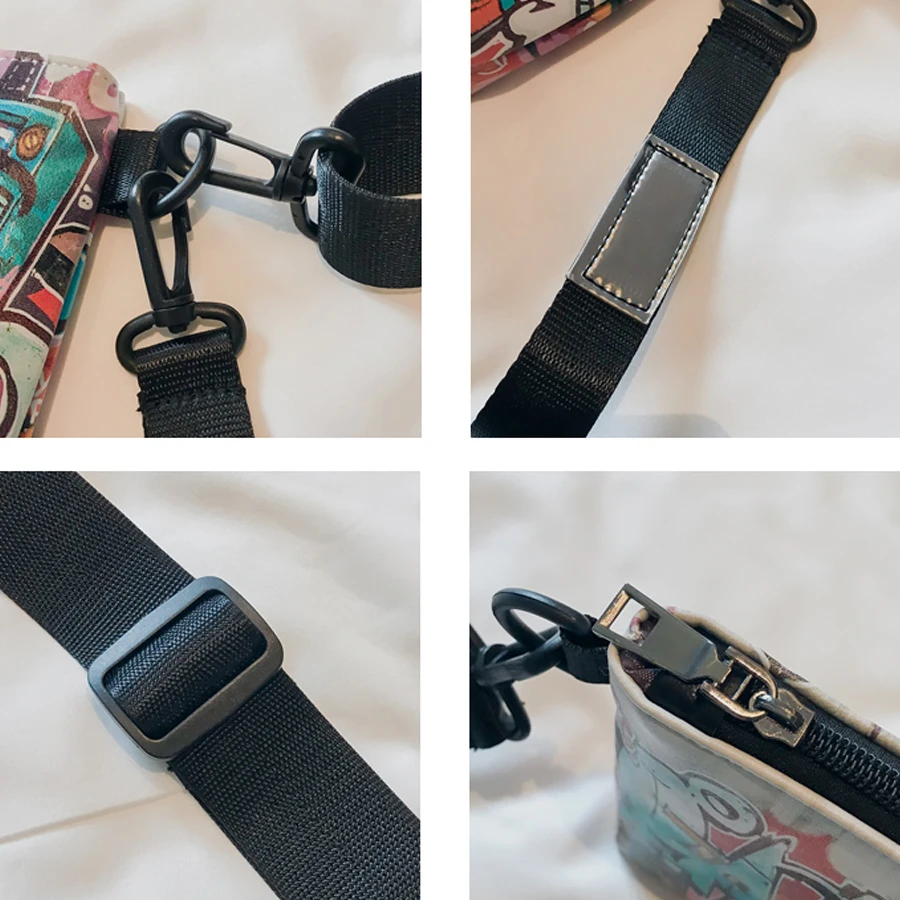 Harajuku Fun Cartoon Printing Characters Wide Straps Shoulder Bags Women Handbag Purse Mini Street Style Girls Messenger Bag New | Багаж и