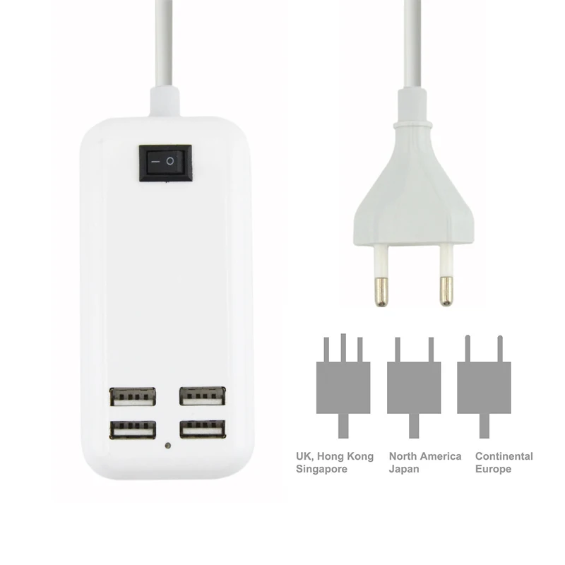 5V3A 4 порта быстрое зарядное устройство USB адаптер для переносного сетевого